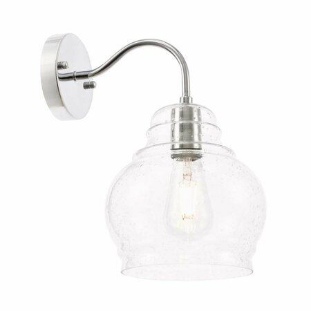 CLING Pierce 1 Light Chrome & Clear Seeded Glass Wall Sconce CL2957942